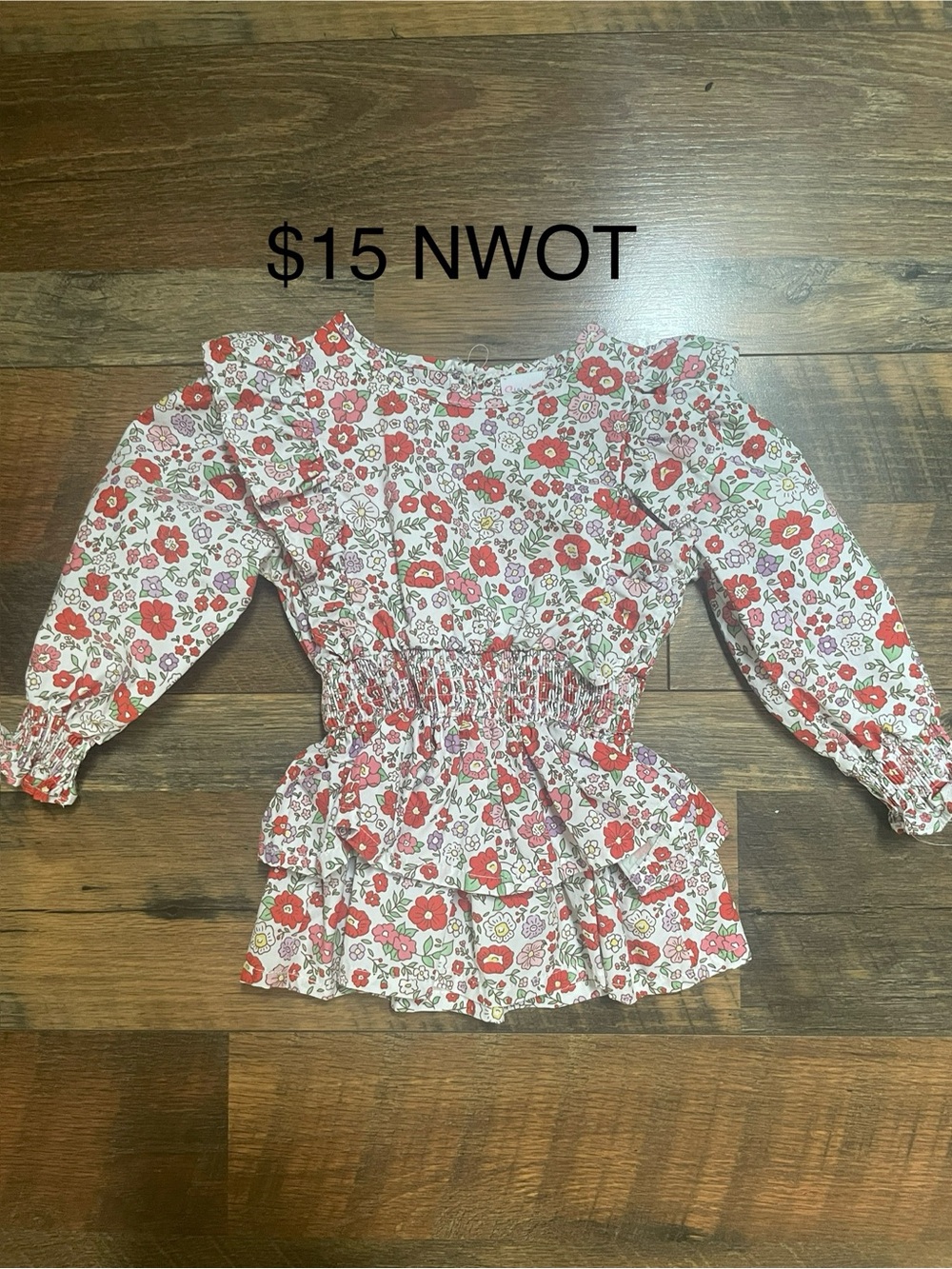Stitchy Fish Girls 12 months White Floral Ruffle Dress